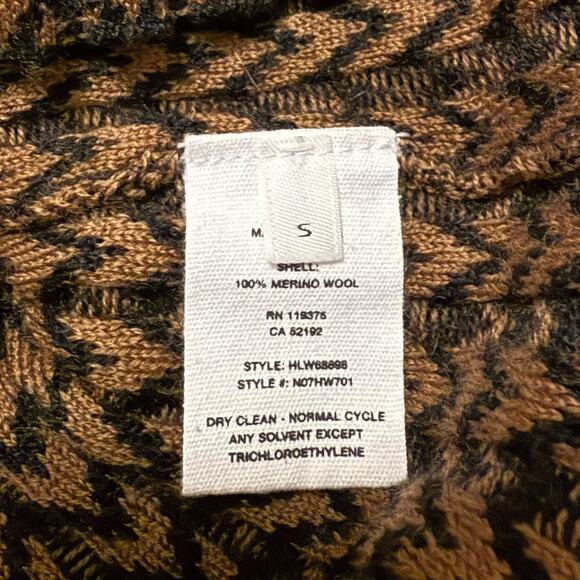 Helmut Lang Tri Color Crewneck Sweater Herringbone Merino Wool Camel Brown Small - Picture 6 of 11